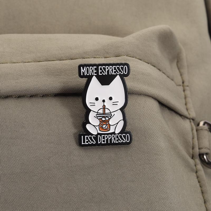 Ramen Wein Kaffee Katzen Emaille Anstecker Schnurr Mehr Sorge Weniger Anstecknadeln Revers Abzeichen Cartoon Tier Schmuck Geschenk für Kinder Freunde