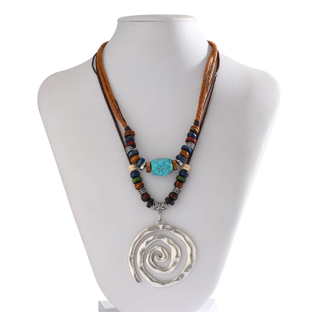 2pcs/set Elegant Vintage Necklace Neckwear with Adjustable Chain and Natural Stone Beads for Daily & Parties Wear
