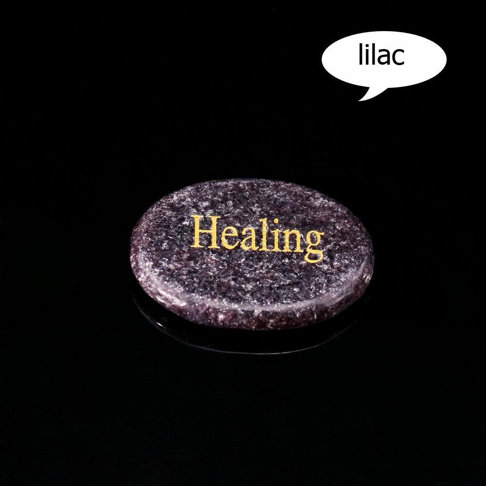 Natural crystal stone, thumb decompression, mixed color, engraving, palm, power stone, oval shape, mixed color crystal piece