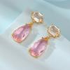Orecchini Pendenti alla Moda a Forma di Goccia Rosa Grande per Donna Giallo Brillante Fresco Cristallo Premium Accessori da Matrimonio e Festa Femminili Ingrosso