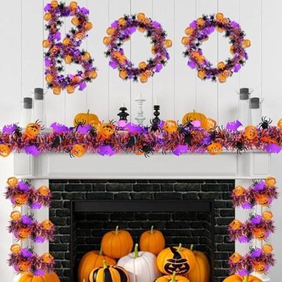 Halloween decorations Garland 5-piece set Sparkling metallic tinsel decoration decor cute pumpkin bat spider party supplies wall garden