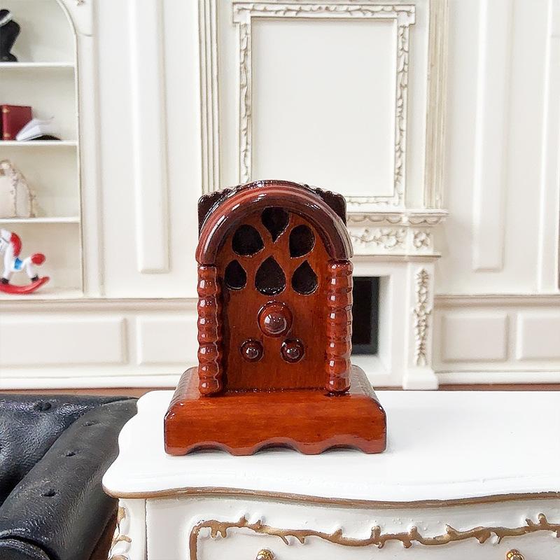 

1/12 Кукольный домик Винтажная имитация Деревянная модель радио Кукольный домик Миниатюрная мебель Украшение Кукольный дом Аксессуары для домашнего декора one size