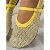 Women's Fashion Flat Shoes, Summer New Mesh Rhinestone Mary Jane Shoes, One Buckle Casual Flats