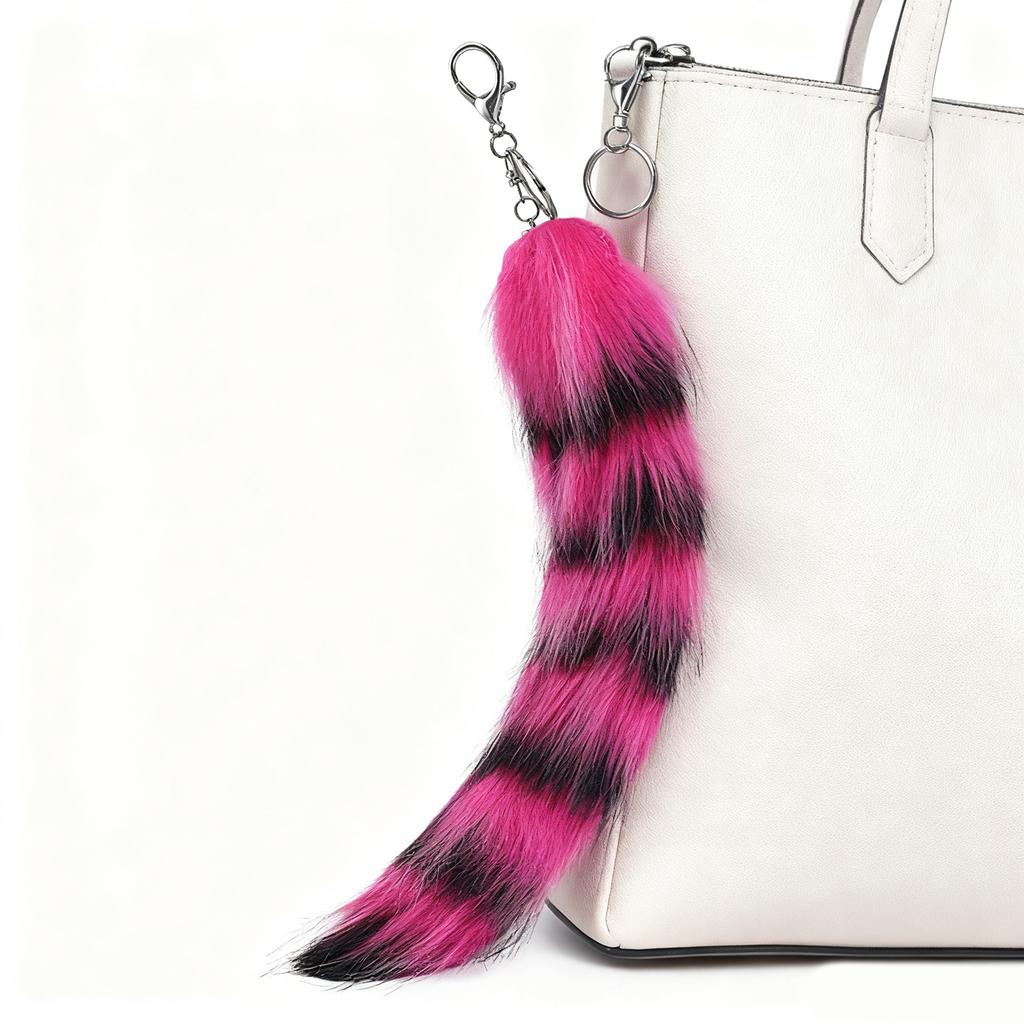 Adorable Foxes Tail Keychain Set Sturdy Ring Closure Soft Material Stylish Decoration For Keys Purses Or Backpacks