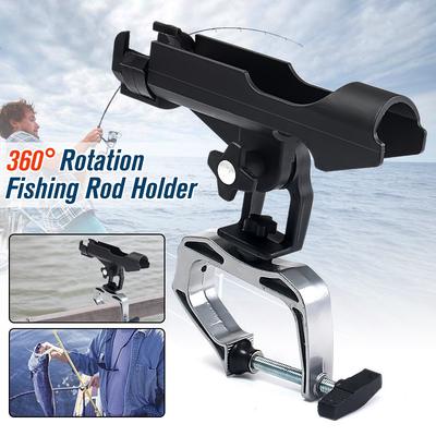 Rotatable 360 Degree Spinning Fishing Rod Fixed Holder Boat Fence Mount Kit Kayak Side Sea Fish Tackle Accessory Tools Black