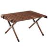 Soomloom Black Walnut Natural Wood Table L80cm X W60cm X S Roll Type Black Walnut Foldable Lightweight Compact Dark Brown Interior H42.5cm