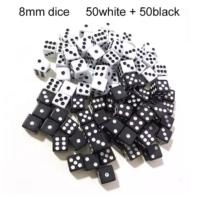 100pcs/lot 8mm Mini 6-sided Dice Acrylic for Party Leisure And Entertainment Gambling Props Chessboard Game Accessories TMZ