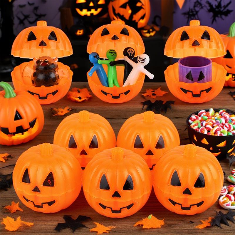 20/40Pcs Mini Halloween Pumpkin Box Plastic Candy Container Kids Trick or Treat Gift Favors Halloween Party Decoration Supplies