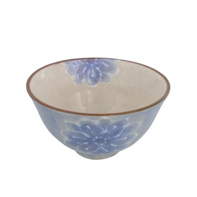 Tableware East Tea Pale Color Flower Bowl, Design, Hand-Painted Ichinen, Blue, Tz-002-01