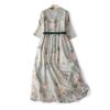 2024 Summer Retro High Waist Slimming Cotton Linen Patchwork Maxi Dress for Women - Plus Size