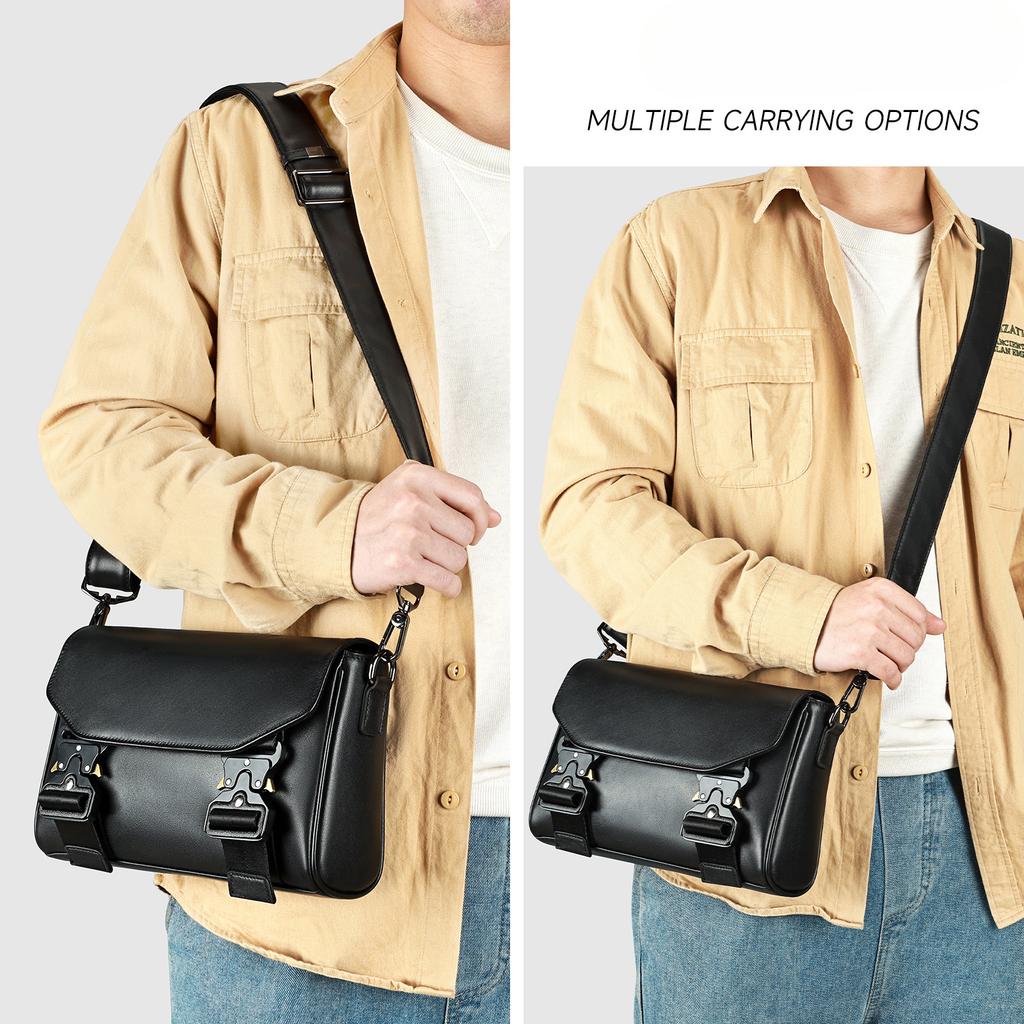 Single-shoulder Bag Trendy and Fashionable Men's Crossbody Bag Multi-functional Crossbody Bag with Snap Fasteners