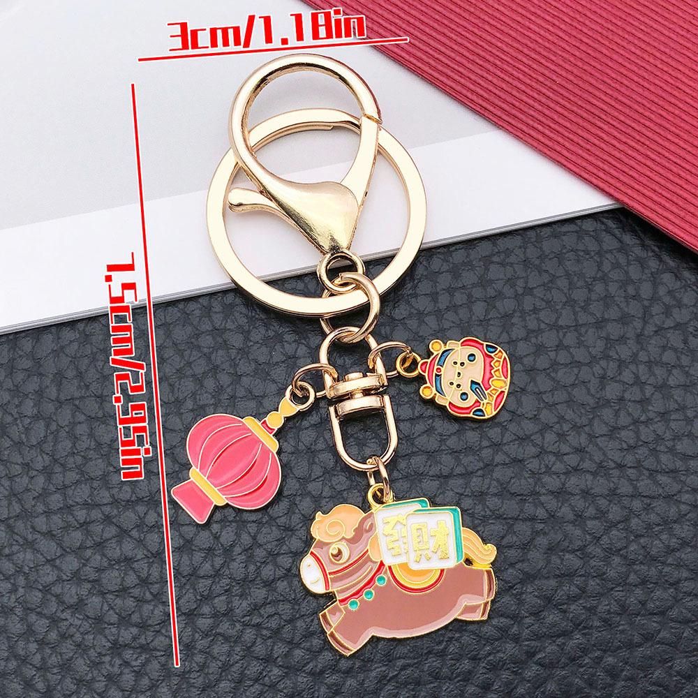 New Year Zodiac Horse Cartoon Oil Drip Keychain - Perfect Gift for Friends & Couples