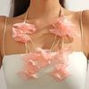 Collana da Donna Gioielli Collane a Strati Stile Vacanza Estiva al Mare Pezzi di Fiori in Tessuto Collana di Fiori con Perline di Cristallo Collana Elegante