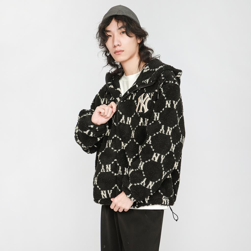 New MLB Old Flower Velvet Jackets Unisex Black 3AJPF1316-50BKS