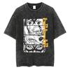 Cotton T-Shirt Vintage Street T-Shirt T-Shirt Top Loose Short Sleeve Harajuku Men'S T-Shirt Washed Anime Printing