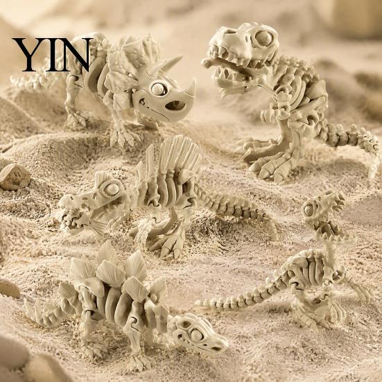 Unikalne Prezenty do Wystroju Domu 5 Szt. Ozdoba Szkieletu Dinozaura Drukowana 3D, Figurki Prehistoryczne z Ruchomymi Stawami, Kolekcjonerskie Stworzenia Realistyczne Artykulowane