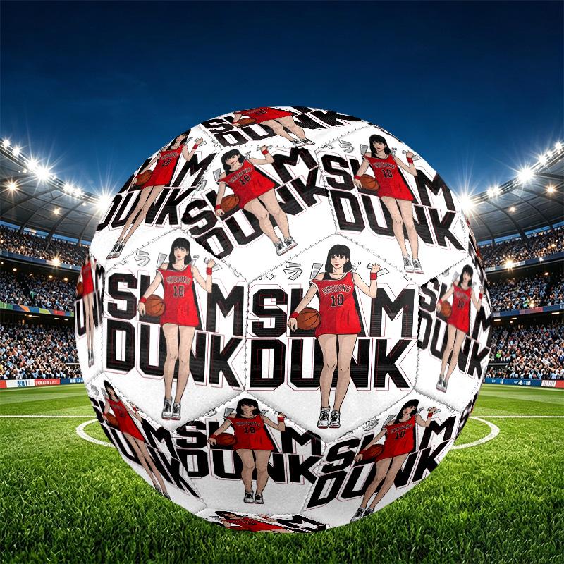 SLAM DUNK Print Size 5 Soccer Ball, PU Wear Resistant Football for Match Training and Daily Practice, Birthday Gift for Soccer Fans