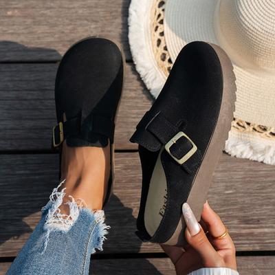 Novas pantufas casuais femininas de quatro estações com sola macia, sem salto, bico fechado, cortiça retrô, meia pantufa