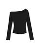 AYAJEUAENSEI Yoi One-Shoulder Drape Slim Top (Black)