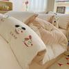 Ins Cute Cartoon Milk Fleece Bedding Set Winter Flannel Duvet Cover Sheet