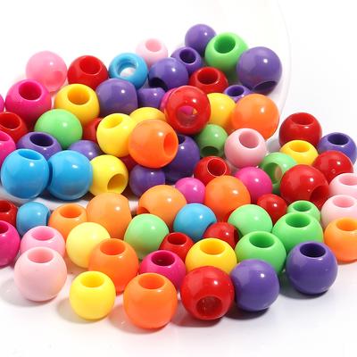 50pcs/bag Colorful Acrylic Beads Big Hole Beads For DIY Jewelry Making Bracelet Necklace Accessories Round Opaque Spacer Beads