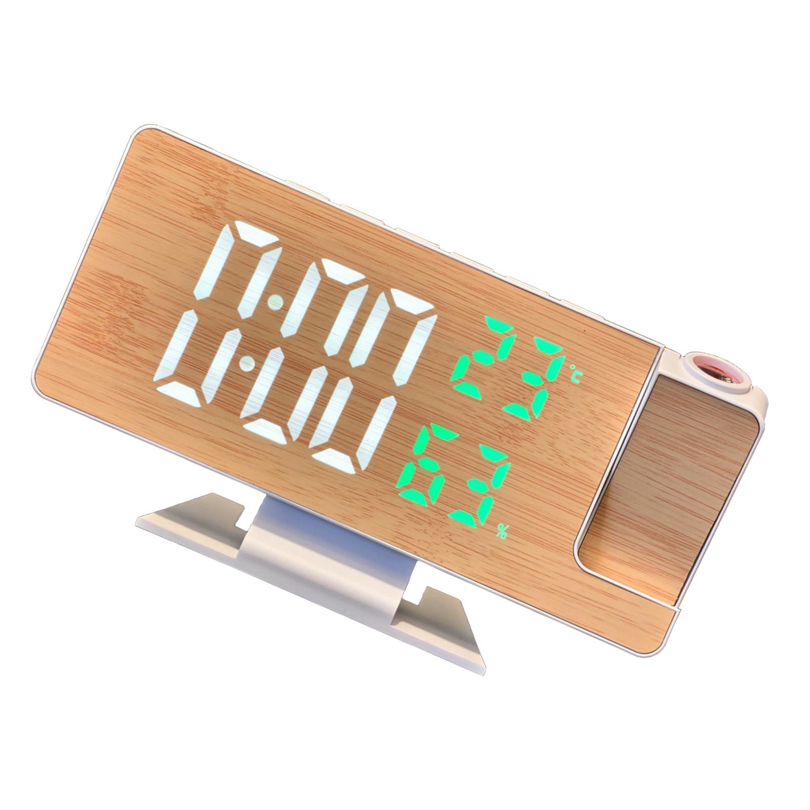 

Большой дисплей Светодиодный будильник с рисунком дерева, с вращающимися проекторами и отображением температуры и влажности, функцией повтора белый