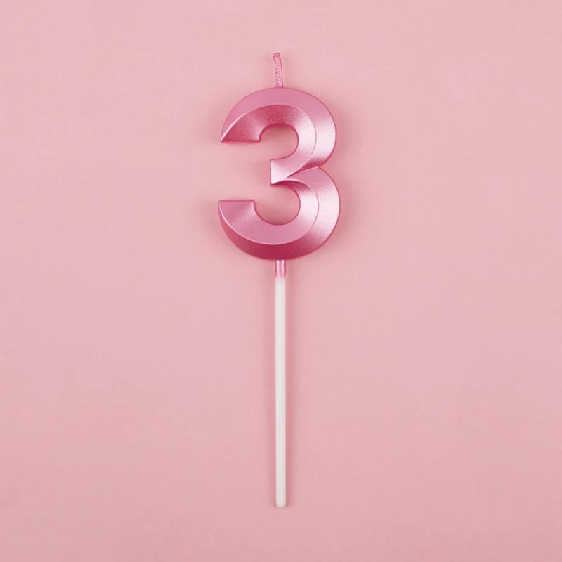 Pink Blue Digital Candle 0-9 Number Birthday Candles Cake Dessert Insert Decoration Baby Shower Anniversary Day Cake Decor