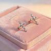 Beixi S999 Silver Cross Stud Earrings - Shimmering Diamond, Retro, Unique Design