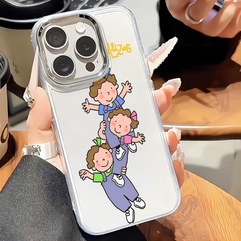 Cartoon Triplets Phone Case For IPhone 17 16e 16 15 14 13 12 11 Mini Pro Max X XR XSMAX 8 7 Air Plus Transparent Soft Cover