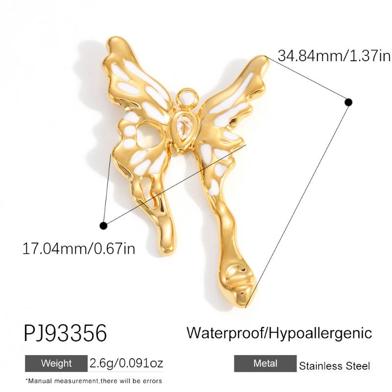 304 Stainless Steel Pendants Plated Blue Drop Flower Printed Charms For Diy Necklace Jewelry Making