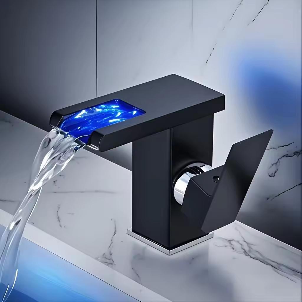 HLK Factory Supplier Automatically Intelligent Color-changing Brass Basin Faucet Popular Cold and Hot Water Household Faucet