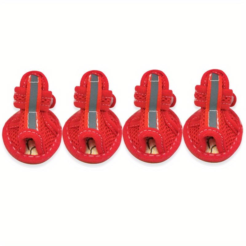 4pcs Breathable and Non Slip Dog Sandals - Small Breed Pet Shoes with Durable Cowhide Soles and Adjustable Hook and Loop Straps