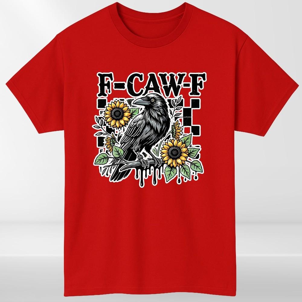 FCAWF TShirt Funny Crow Tee Gothic Bird Graphic Shirt Raven Sunflower S