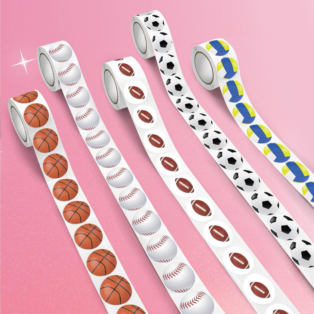 1000 Stickers/piece, 1 Inch, Football, Basketball, Ball Games, School Reward Label Stickers, Sports Party Decoration Stickers, Sports Theme Stickers