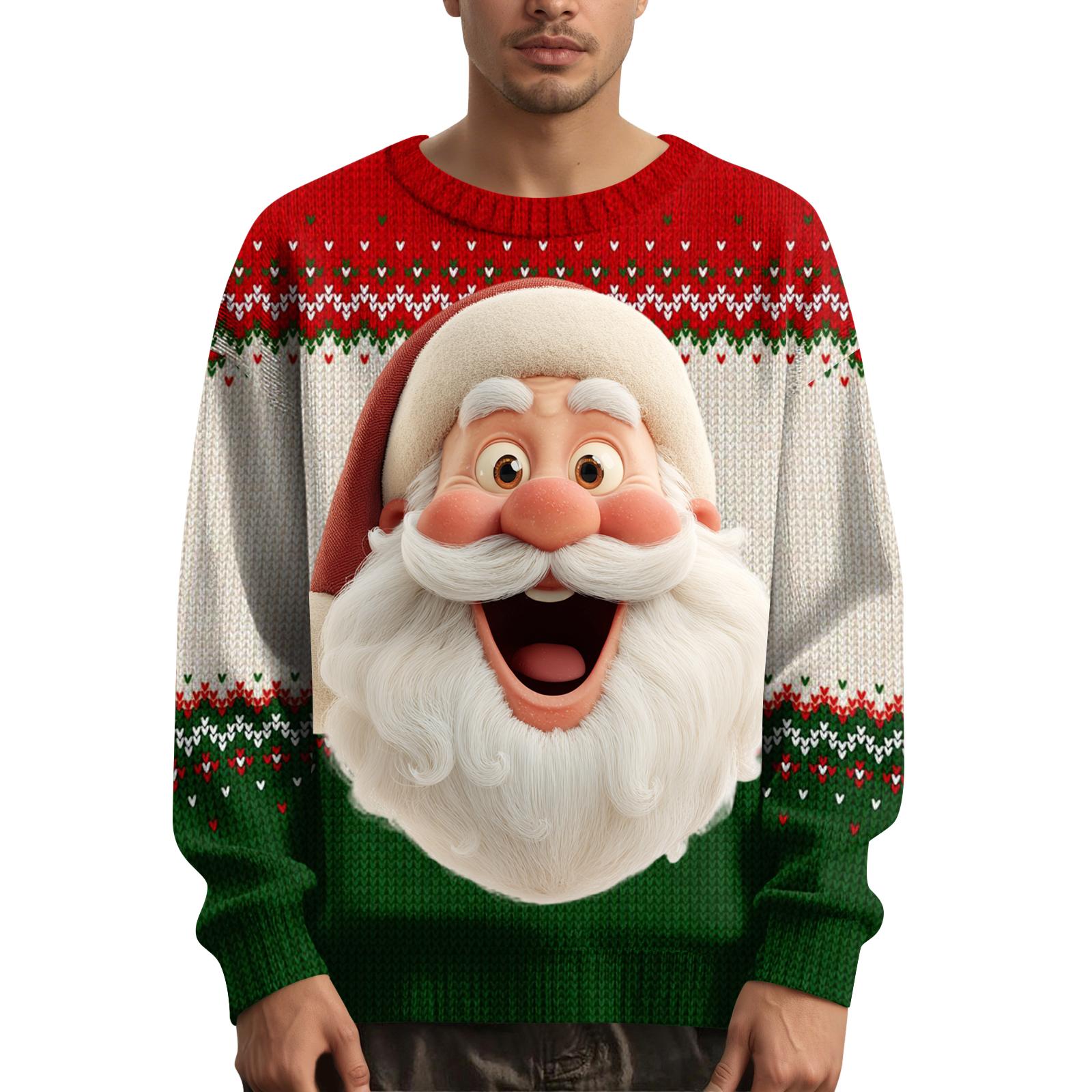 

Мужской рождественский свитер с принтованным воротником XL бежевый