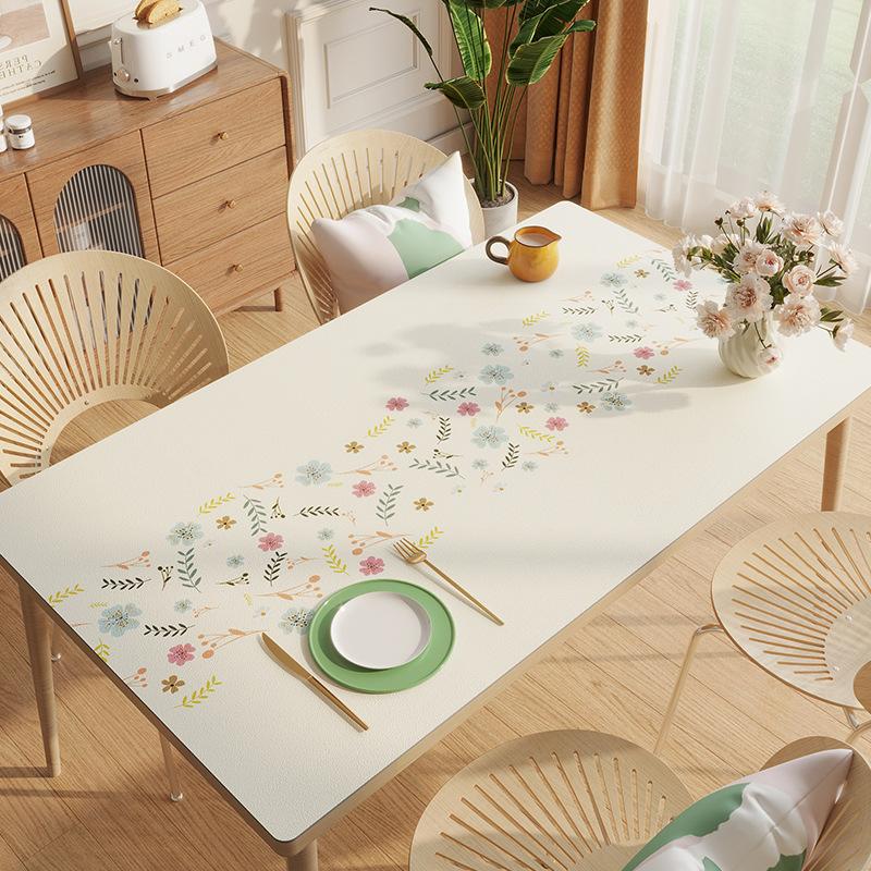 Small Fresh Pvc Waterproof, Oil-Proof And Scalding-Proof Leave-In Table Mat Rectangular Leather Tablecloth Dining Table Coffee Table