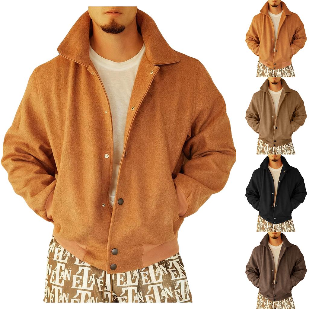 Men's Fall Suede Lapel Loose Drop Shoulder Solid Color Jacket Leather Biker Jacket Men Mens