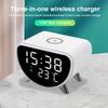 Digital Alarm Clock with Wireless Charging with Temperature Meter 15W Fast Wireless Charger Station for Bedrooms