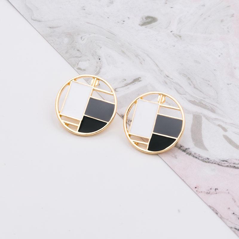 Trendy Geometric Drip Glaze Stud Earrings - Fashionable, Versatile, Simple Women's Design