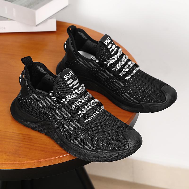 Fashion Men's Sports Shoes - Black Mesh Upper Grey Running Shoes, Barefoot Shoes Thick Bottom Cowboy Boots Modern Minimalist Style 2025