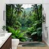 Tropical Paradise River Scene Waterproof Shower Curtain for Bathroom Decor, Bringing the Outdoors Inside with Lush Greenery