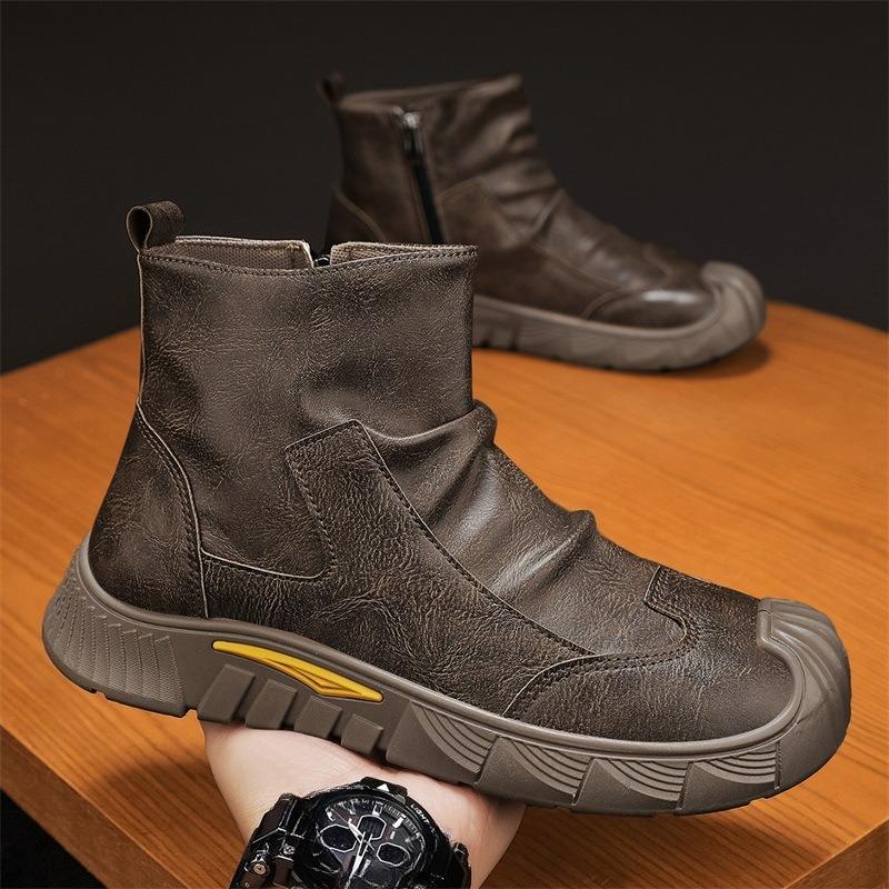 New Men's Casual High-top Boots with Added Insulation and Thick Padding - Outdoor Shoes
