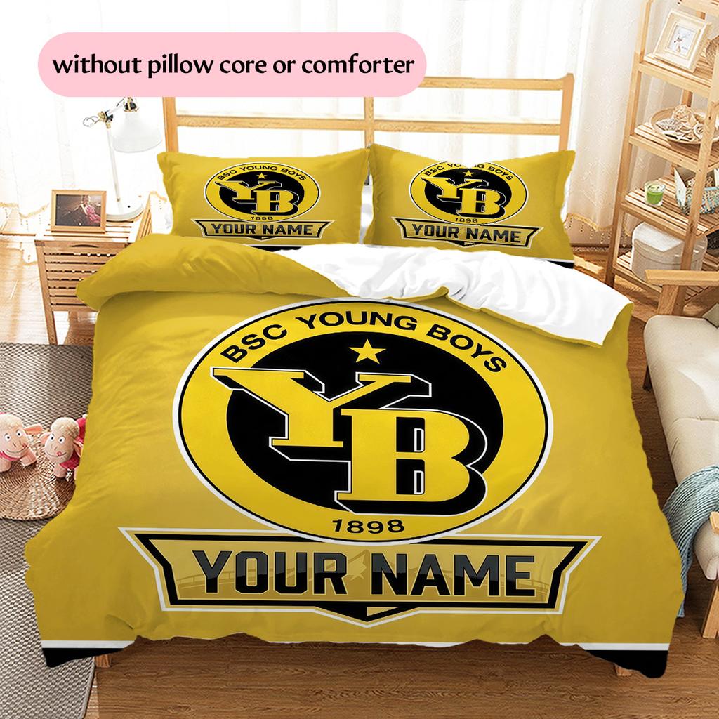 Personalizowany Wzór BSC Young Boys Zestaw Pościeli Kołdra Dekoracja Domu Prezent (1 * poszwa na kołdrę + 2 * poszewki na poduszki bez rdzenia)