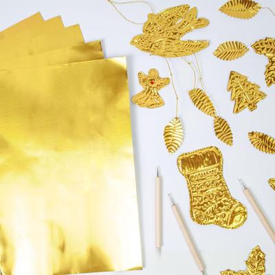 Gold Aluminum Foil Crafting Sheets 20Pcs 15x15cm Christmas Art Embossed Aluminum Foil Paper For Painting And Engraving