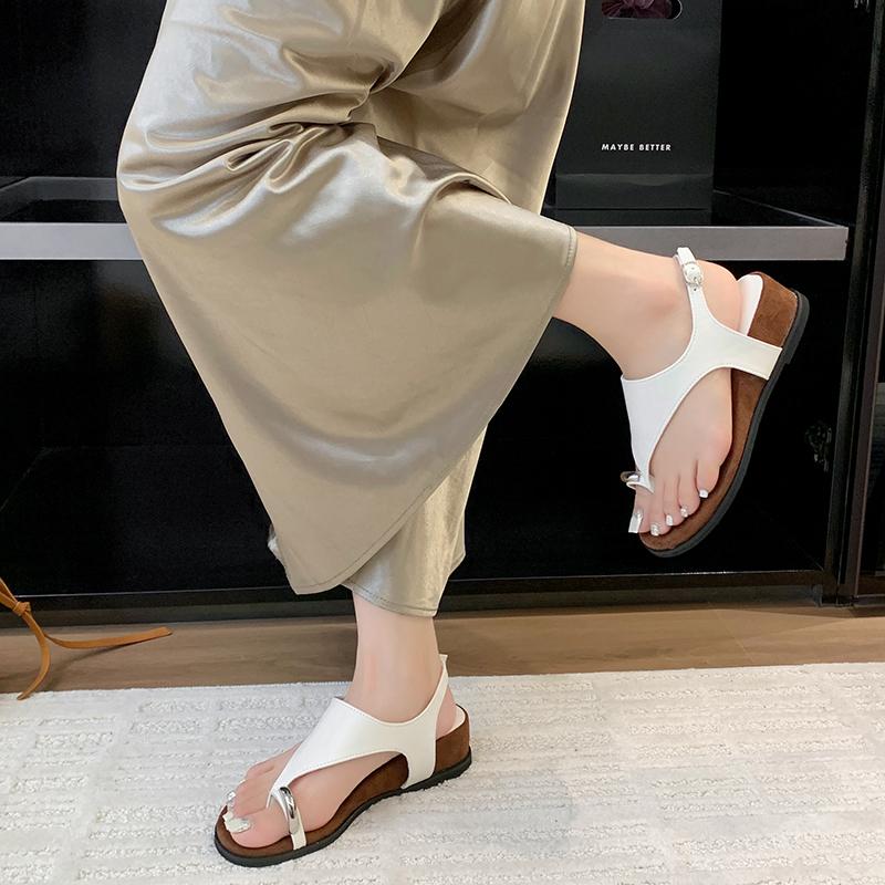 Fashion Spring Summer Fashion Metal Ladies Wedges Sandals Shoes Female Buckle Strap Women Wedges Sandals Heeled Shoes Flip Flops