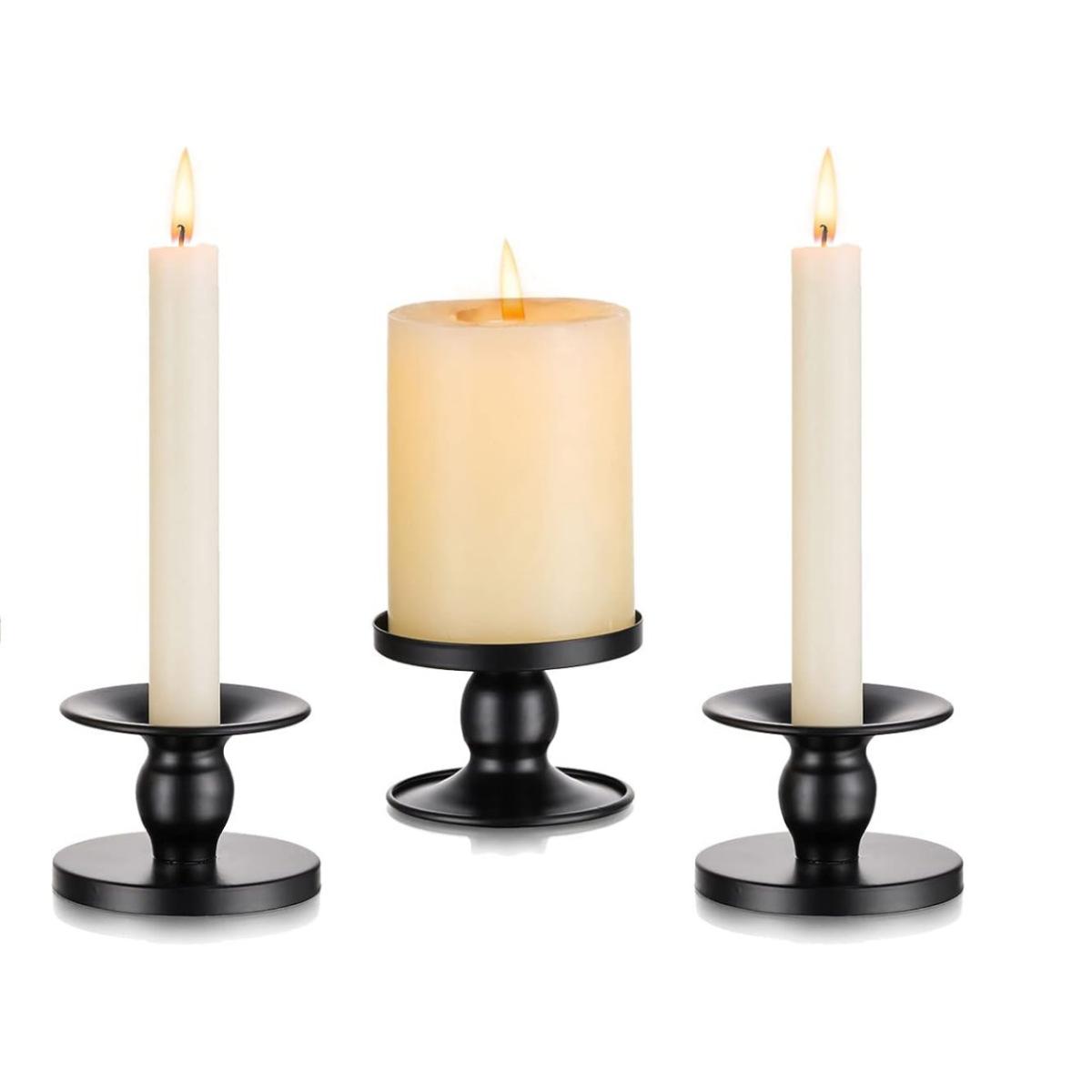 3Pcs Nordic candle cup tray small candle holder black wrought iron candle holder ornament home model room living room