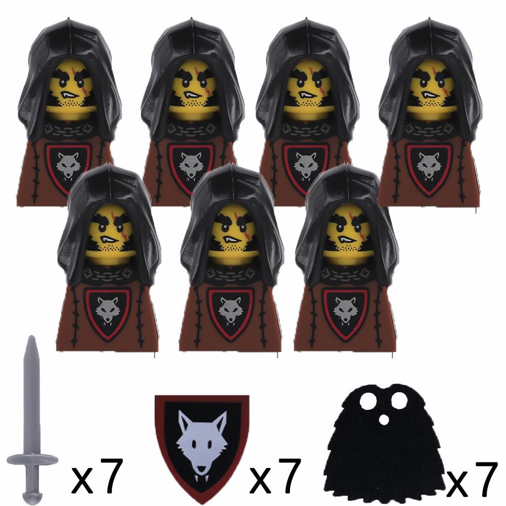 Wolf Knight Warrior Building Blocks – Medieval Castle Horse Soldier Toy with Sword, Axe, Bow, Shield & Cloak for Boys