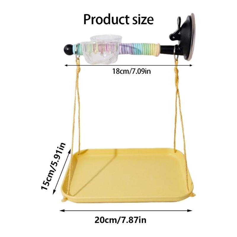 Multifunctional Bird Perch Stand With Suction Cup For Parrots Detachable Dropping Tray Comfortable Grip