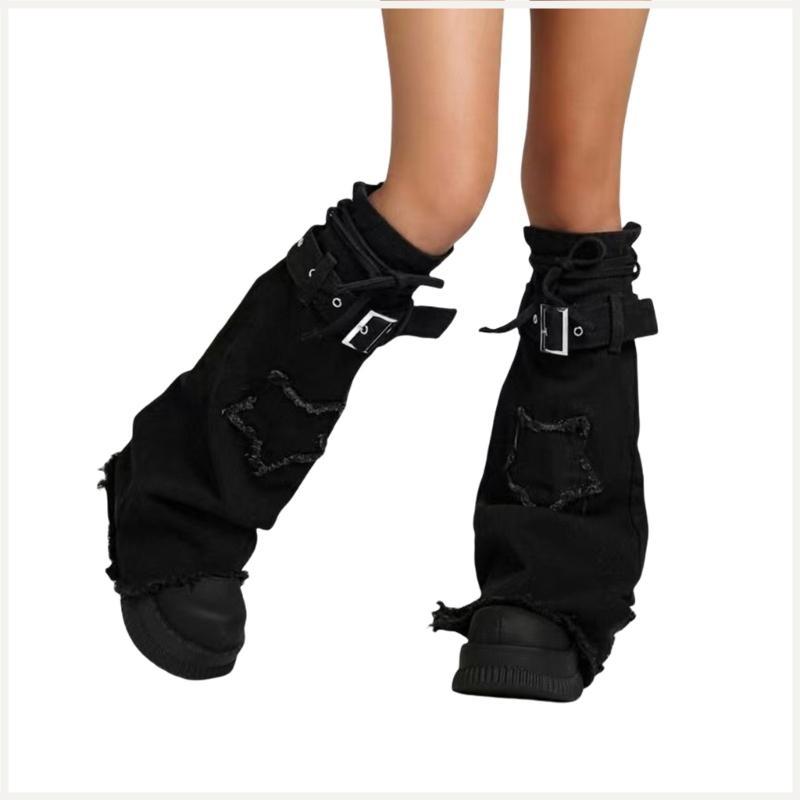 Calcetines Largos de Tela Vaquera para Mujer Calentadores de Piernas Calcetines para Botas Estilo Harajuku Calcetines Tobilleros de Primavera
