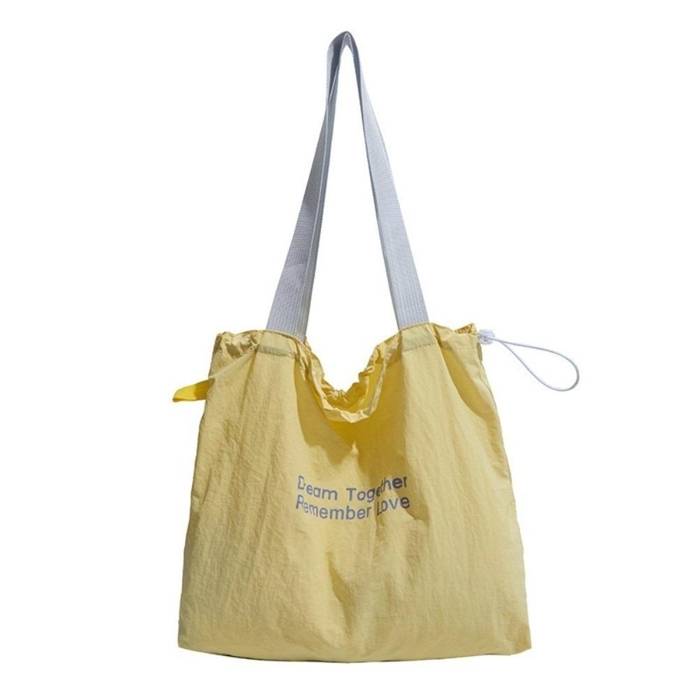 Magnetic Buckle Shoulder Bucket Bag Letter Shopping Handbag Fashion Drawstring Tote Bag Women жёлтый